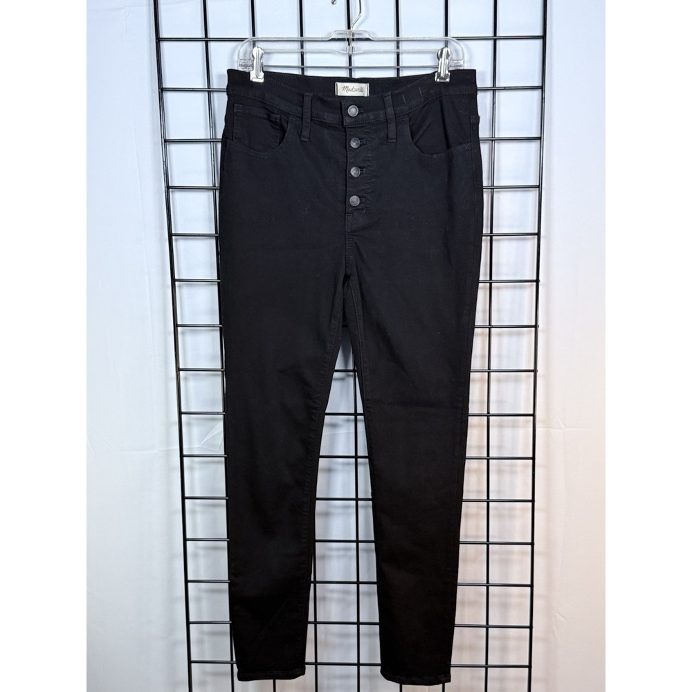 Madewell 5 Pocket Style 9" Mid-Rise Skinny‎ Jeans Womens 30 Black Button Fly